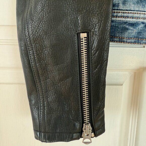 Rag & Bone Nico Leather & Denim Crop Jacket - Large - Picture 5 of 6